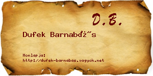 Dufek Barnabás névjegykártya